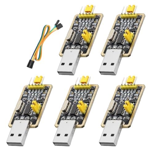 Image of QIQIAZI UART-TTL USB Adapter with Converter CH340G, 3.3V/5V UART-TTL USB Adapter with Jumper Cable Compatible with Arduino (Pack of 5)