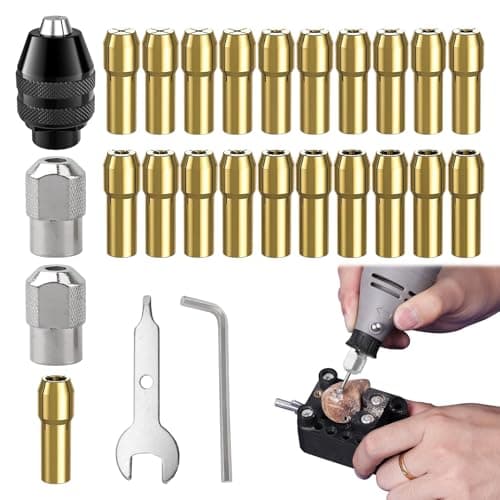 Image of Multi Chuck Set for Dremel Collet Nut Kit,26PCS Chuck Keys for Drill,Drill Chucks Collet Chucks Set 0.5-3.2mm Shank Replacement Accessory for Dremel(3000 4000 7700 8200)