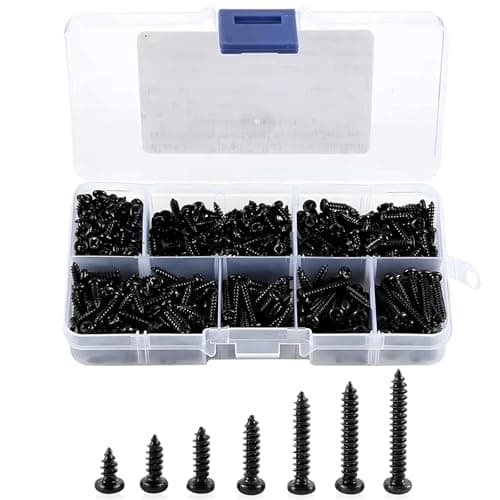 Image of 500 Pcs M3 Black Screws, Round Head Phillips Self Tapping Screws, Black Wood Screw for Woodworking Furniture DIY Model Fixing(6/8/10/12/16/18/20mm)