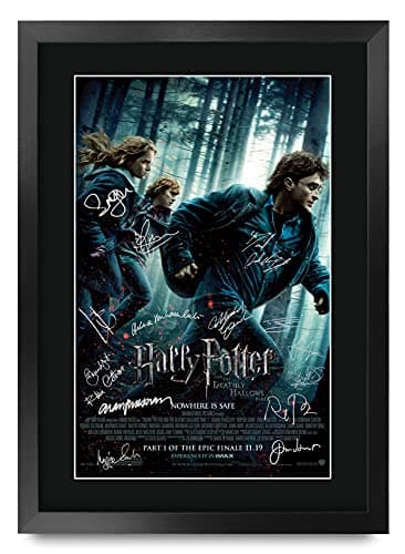 Image of HWC Trading Deathly Hallows Part 1 Harry Potter The Cast Daniel Radcliffe Emma Watson Rupert Grint Gifts Printed Poster Signed Autograph Picture for Movie Memorabilia Fans - A3 Framed