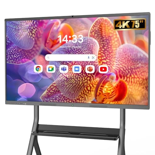 Image of YCKJNB 75" Smart Board 4K UHD, Interactive Whiteboard with Built-in Camera & Mic, Android OS, 8GB+128GB, All-in-One Wireless Touchscreen Digital Whiteboard for Classroom Home Office Studio