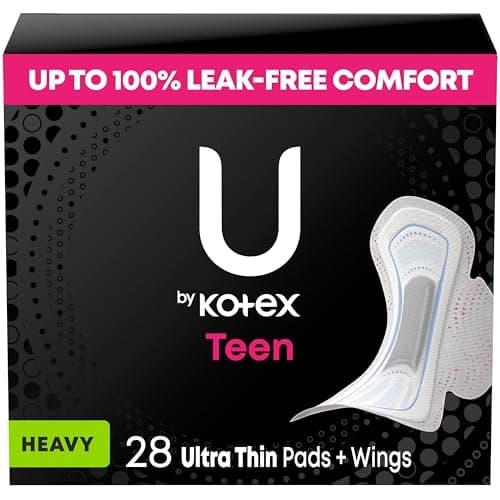 Image of U by Kotex Balance Sized for Teens Ultra Thin with Wings Pads for Women, Extra Absorbency, 28 Count (Packaging May Vary)