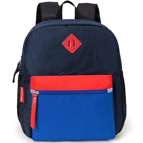 Image of HawLander Little Kids Backpack, Toddler School Bag for Boys Aged 3 4 5 6 7 Years, with Chest Strap, Navy Blue