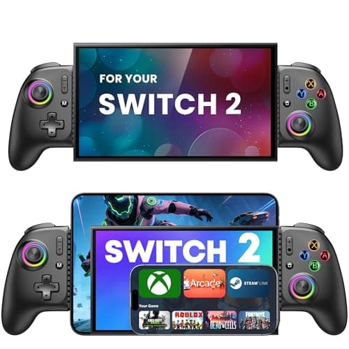 Image of Handheld Switch 2 Pro Controller for Nintendo Switch2/OLED,Full-size Wireless Mobile Gaming Controller for iOS/Android,One-Piece Hall Effect Joystick Grip Switch 2 Controller with Turbo/Vibration/RGB