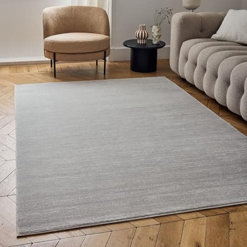 Image of THE RUGS Carmel Modern Area Rug - Stain-Resistant, Non-Shedding, Durable Rugs for Living Room and Bedroom [ Linear Grey, 160x230 cm ]