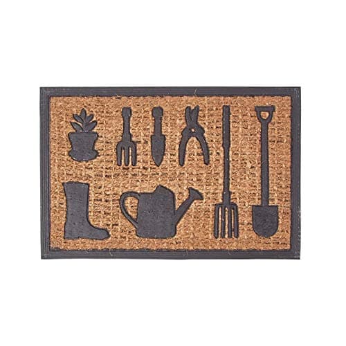 Image of HOMESCAPES Garden Tools Coir Door Mat 60 x 40 cm with Rubber Non-Slip Back Indoor and Outdoor Doormat