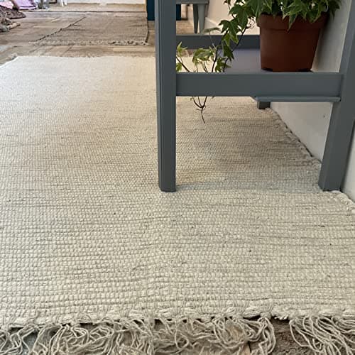 Image of Second Nature Online Natural Hush Soft Cotton Rug in Muted Cream Hand Loomed and GoodWeave Certified Extra Large 180 cm x 270 cm