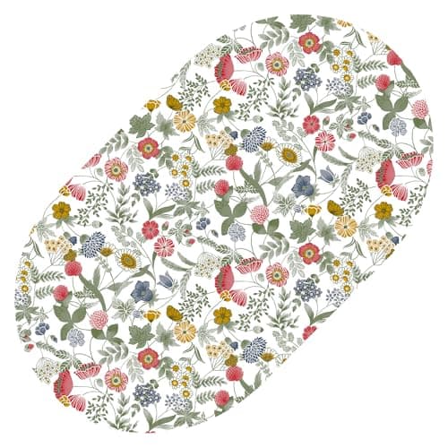 Image of QPC Direct Wild Flowers Multi PVC Oilcloth Table Cover Vinyl Tablecloth, 140 x 200cm Oval