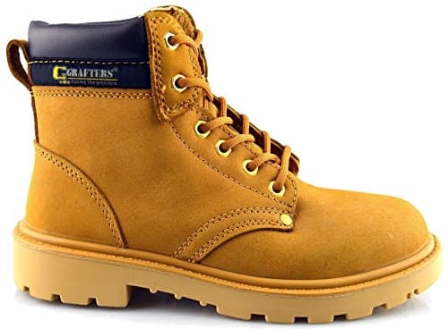 Image of Mens Leather Lightweight Activ –Step Safety Lace Up Work Ankle Boots Shoes Size - Honey - UK 10