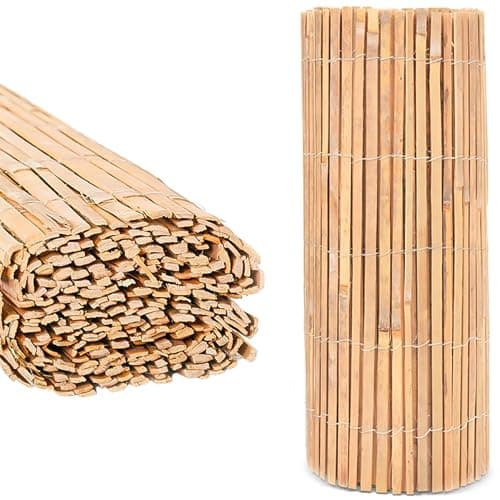Image of BLADO Natural Bamboo Slat Fence - Screening Slatted Roll for Garden Outdoor Wind/Sun Protection-Garden Privacy Shield-Fence Panel (H: 1M x L: 4M)