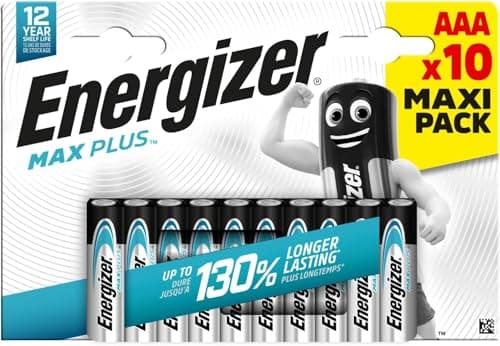 Image of Energizer Max Plus - AAA Batteries (10 Pack) - Triple A Performance Alkaline Battery 1.5V - 130 Percent Longer Lasting - For High Drain Devices - 0 Plastic Packaging - 12 Year Shelf Life