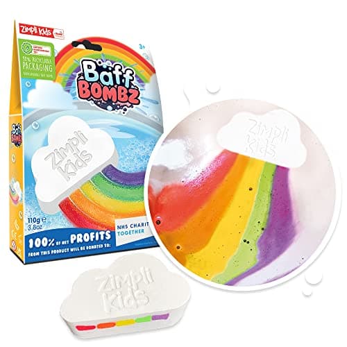Image of Large Cloud Rainbow Bath Bomb from Zimpli Kids, Magically Creates Multi-Colour Special Effect, Birthday Gifts for Boys & Girls, Pocket Money Toys for Children, Vegan Friendly & Cruelty Free