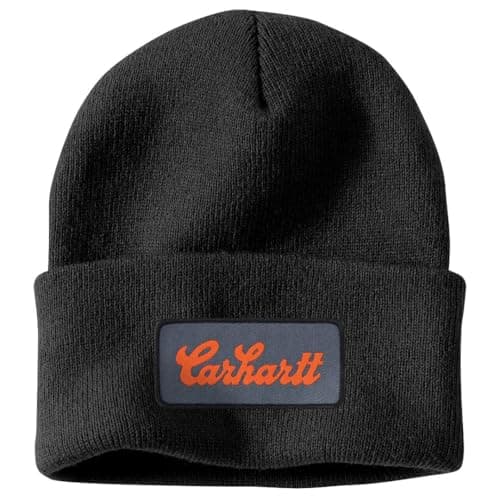 Image of Carhartt Knit Cuffed Script Patch Beanie Black