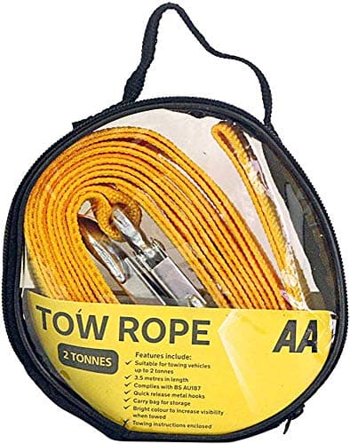 Image of AA 2T 3.5 m Tow Rope AA6189 – Yellow Strap-Style Towing Belt for Car Breakdowns Other Vehicles up to 2 Tonnes