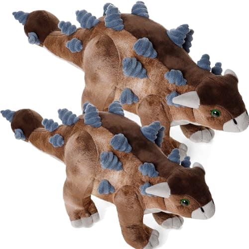Image of JORCEDI Adorable Ankylosaurus Plush Toy – Soft & Fluffy Hug Dinosaur Doll – Cuddly Dino Gift for Kids, Adults, and Dinosaur Lovers of All Ages (Two)
