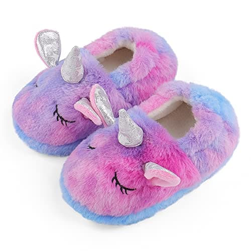 Image of MASOCIO Girls Slippers Kids Winter Fluffy Slippers Toddler Children Girl Cute Funny Plush House Shoes Infant Size 11.5 12 UK Child Animals Colourful