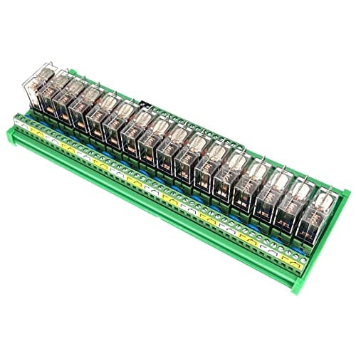 Image of ANMBEST 16 Channel AC/DC 24V Rail Mount Relay Board Interface Module PNP NPN SPDT 16A Pluggable Power Relay Switch, G2R-1-E