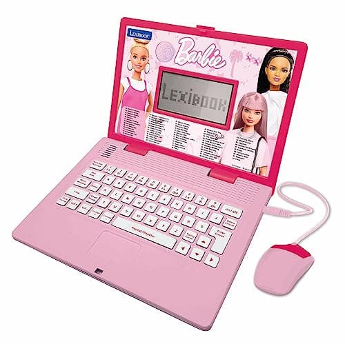 Image of LEXIBOOK, Barbie, Educational and Bilingual Laptop in English/French, Toy for children with 124 activities to learn, play games and music, Pink, JC598BBi1