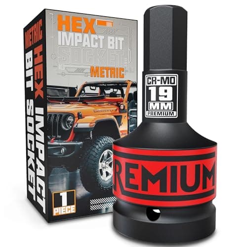 Image of KIRXST 1" Drive Impact Hex Bit Socket, H19 (19 mm) Allen Key Socket, Premium CR-MO Steel Bits, for Car Maintenance
