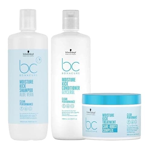 Image of Schwarzkopf PACK BC Bonacure Moisture Kick Shampoo 1000ml, Moisture Kick Conditioner 1000ml & BC Bonacure Moisture Kick Treatment 500ml