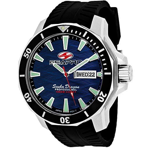Image of Seapro Men's SP8316 Scuba Dragon Diver LTD Analog Display Quartz Black Watch, Blue, Scuba Dragon Diver Limited Edition 1000 Meters