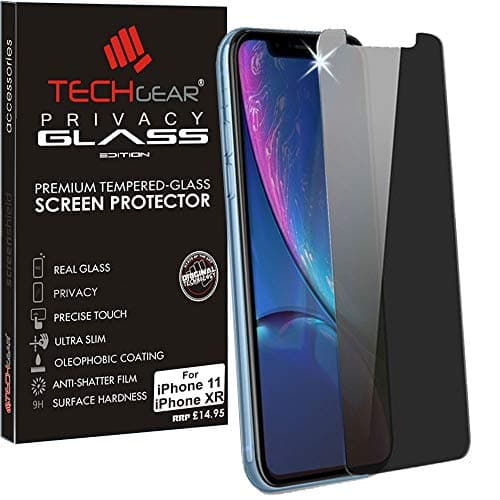 Image of TECHGEAR Anti Spy Screen Protector for iPhone 11, iPhone XR - Privacy GLASS Edition Genuine Tempered Glass Screen Protector Guard Cover Compatible with Apple iPhone 11 iPhone XR (6.1")