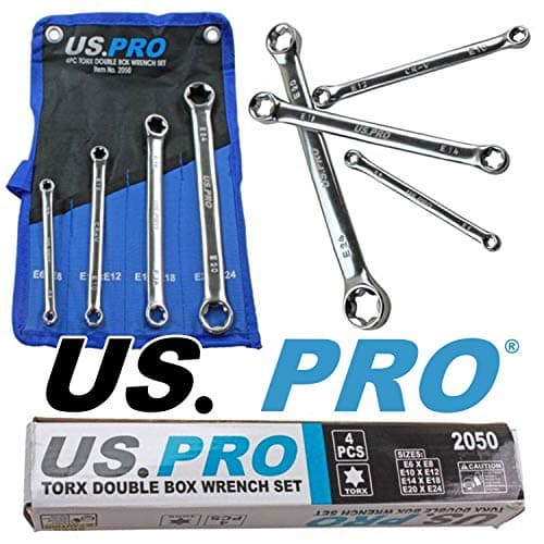 Image of US PRO Tools 4pc Double E-Torx/Female Tox Star Wrench Spanner Set E6 - E24 2050