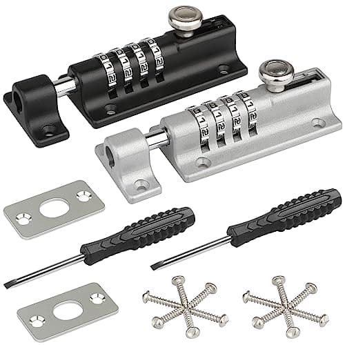 Image of Spopal Combination Locking Bolt, [2 Pack][Weatherproof & Burglar Proof] 120mm Combi-Bolt 4 Digit Unique Combination Bolt Lock, Thicken Solid Zinc Alloy Door Latch Lock for Home, Gate, Shed, Garage