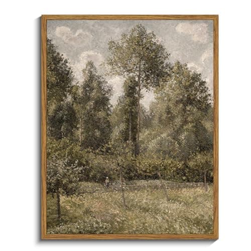 Image of InSimSea Framed Canvas Prints Art Vintage Decor, Farmhouse Wall Art, Poplars Oil Pantings Wall Pictures, Nature Rustic Scenery Landscape for Living Room Bedroom Bathroom, 11"x14"