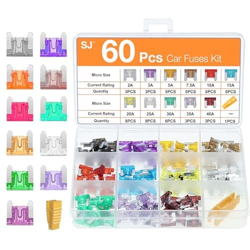 Image of 60Pcs Low Profile Mini Car Fuse Kit, Micro Blade Fuses Automotive -Replacement Fuses Assortment Kit for Car/RV/Truck/Motorcycle (2Amp 3A 5A 7.5A 10A 15A 20A 25A 30A 35A 40A) (60 PCS)