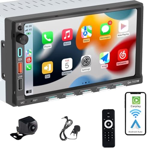 Image of Alondy Double Din Car Stereo Compatible with [Wireless] Apple CarPlay Android Auto 7" Touchscreen Bluetooth AM/FM/RDS Radio USB (Fast Charge 3A) Backup Camera