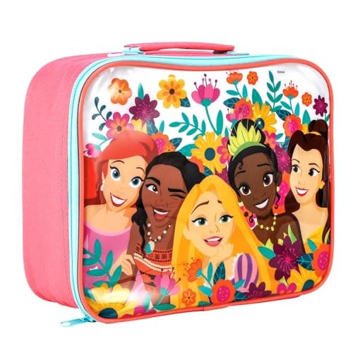 Image of Disney Princess Rectangular Insulated Lunch Box Bag for Boys and Girls, Perfect Size for Packing Hot or Cold Snacks for School and Travel, BPA Free