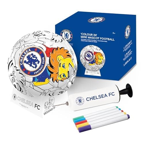 Image of Hy-Pro Officially Licensed Chelsea F.C. Scribble Ball – Size 2 Colour in Football with 5 Colouring Pens, Stand & Pump, Football Toys, Chelsea Gifts for Boys and Girls 3+