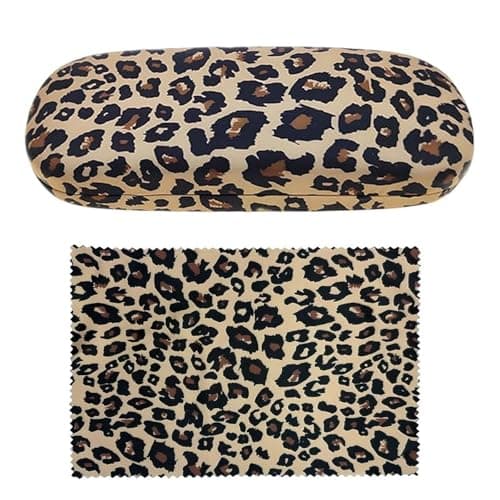 Image of Tniytru Glasses Case for Women, Leopard Print Gifts, Hard Shell Glasses Case with Matching Leopard Print Glasses Cloth, Compact Size 16 x 6 x 4 cm