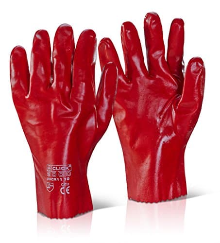 Image of PVC GAUNTLET OPEN CUFF 11 INCH RED