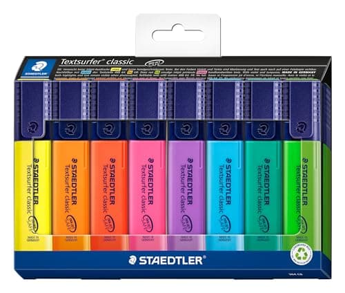 Image of STAEDTLER 364 C8 Textsurfer Classic Highlighter - Assorted Colours (Card Pack of 8)
