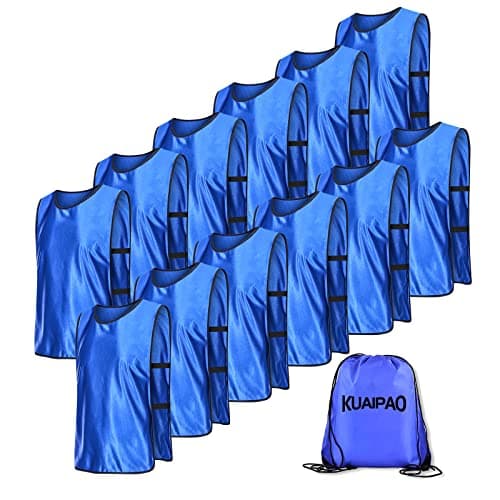 Image of KUAIPAO 12 Soccer Training Vest,Basketball Jersey,Team Practice Vests,Sports Pinnies,Scrimmage Vest for kids teens adults, Dark Blue, Medium