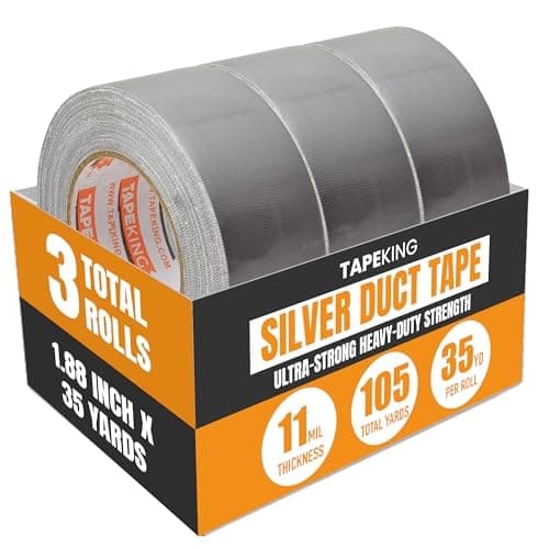 Image of Tape King Professional Grade Duct Tape, 3-Pack, Silver Color, 11mil Thick, 48mm x 32m per roll - Ideal for Home Improvement Projects, Repairs, Maintenance, Bulk
