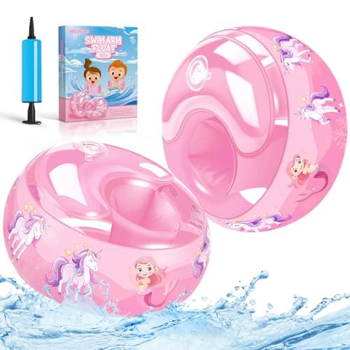 Image of WEARXI Arm Bands for Kids – Swimming Armbands with Dual Airbags Perfect Kids Arm Bands 1-2 Years, 2-3 Years, 3-4 Years, 5-6 Year Old, Soft and Durable Armbands for Toddlers 7cm Pink
