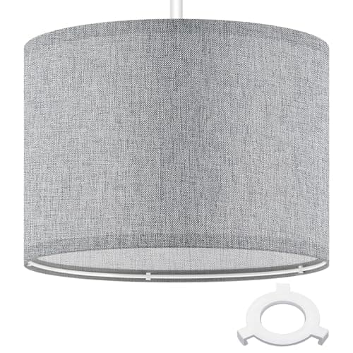 Image of Weewooday 1 Set Fabric Lampshade for Ceiling Lights, Table Lamps and Floor Lamps, with E27 to E14 Adapter Ring, Modern Linen Lamp Shades for Living Room, Bedroom, Home Decoration(10 Inch,Dark Grey)