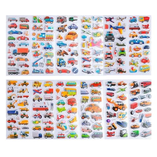 Image of Bojueshaw 12 Sheet 3D Vehicle Stickers for Kids,Puffy Car,Truck & Transport Stickers,Waterproof DIY Decals for Scrapbooks,Crafts & Party Favors