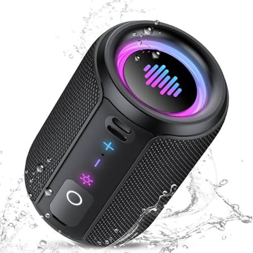 Image of Portable Bluetooth Speaker Wireless with Stereo Sound & Mic for Calls, Bluetooth 5.4 Speaker with 12H Playtime, 6 RGB Lights & TWS Pairing, IPX7 Waterproof Outdoor Speaker for Home, Hiking, Party