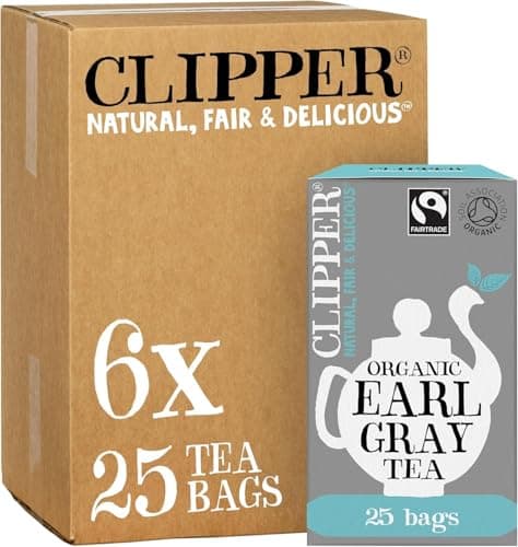 Image of Clipper Organic Earl Grey Tea Bags | Natural, Unbleached, Plant-Based Biodegradable & Non GM Black Tea | Eco Conscious & Fair Trade Tea Bags | Individually Wrapped with String & Tag (150 Teabags)