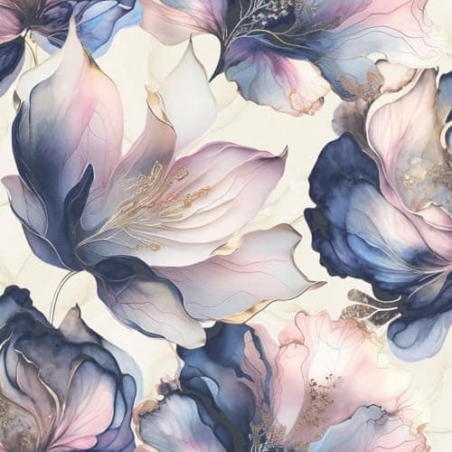 Image of Muriva Elysian Floral Flowers Petal Pastel Abstract Metallic Wallpaper Feature Wall 10m Roll (Multi Colour 212501)