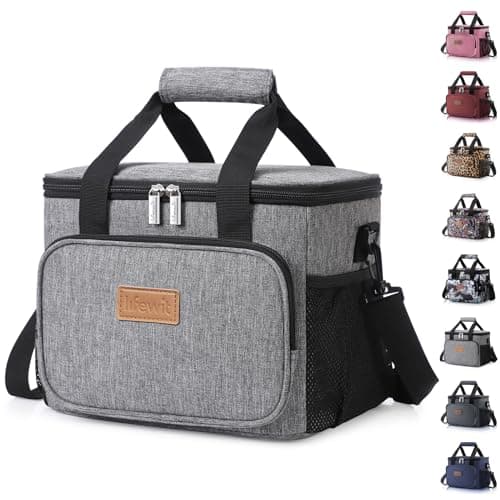 Image of Lifewit Lunch Bag 15L 24 Can Insulated Lunch Box Soft Cooler Cooling Tote for Adult Men Women, Grey