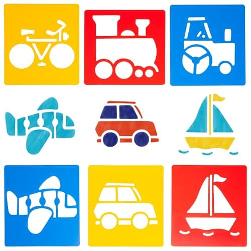 Image of Washable Plastic Stencils | Transportation | Pack of 6 Stencils