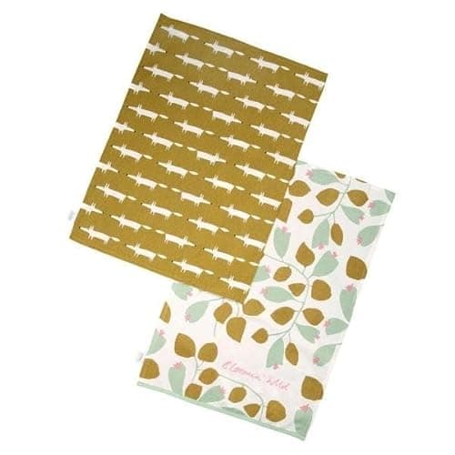 Image of Scion by Dexam Mr Fox Set of 2 Tea Towels - Ochre