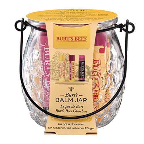 Image of Burt's Bees Moisturizing Lip Balm Gift Set in Jar with 100% Natural Original Beeswax, Vitamin E, Mint and Hibiscus (4.3g)