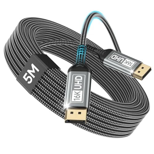 Image of Nersligek DisplayPort Cable 2.1 5M-DP Cable Supports 16K@60Hz, 10K@60Hz, 8K@120Hz, 4K@240Hz/165Hz/144Hz, 2K@360Hz/240Hz, 80Gbps, HDR, DSC1.2a, FreeSync, G-Sync for Gaming Monitor, Graphics Card, PC