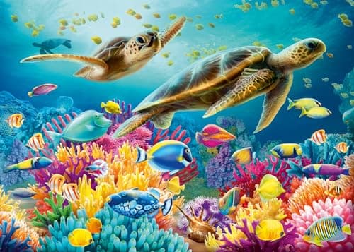 Image of Ravensburger 12000577 - Blue underwater world - 1000 pieces jigsaw puzzle – Puzzle for adults and kids age 14 years up, Underwater jigsaw puzzle